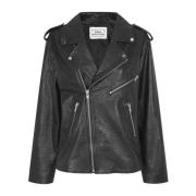 Lollys Laundry Oversized Bikerjacka med Dragkedjedetaljer Black, Dam