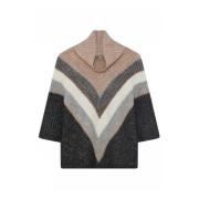 Gustav Roll Neck Cape Sweater Multicolor, Dam