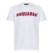 Dsquared2 Vit Crewneck T-shirt med tryckt text White, Herr