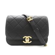 Chanel Vintage Pre-owned Tyg axelremsvskor Black, Dam