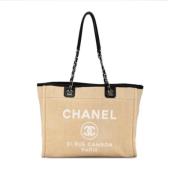 Chanel Vintage Pre-owned Canvas chanel-vskor Beige, Dam