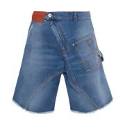 JW Anderson Denim Shorts med Whiskering Effekt Blue, Herr