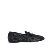 Dolce & Gabbana Raffia Slip-On Loafers Black, Herr