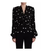 Dolce & Gabbana Svart Polka Dot Silkeblus Black, Dam