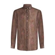 Etro Brun Paisley Print Sidenskjorta Brown, Herr