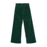 Mother Grön Corduroy Flared Jeans Green, Dam