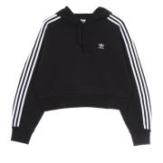 Adidas Svart Crop Hoodie med Ribbade Manschetter Black, Dam