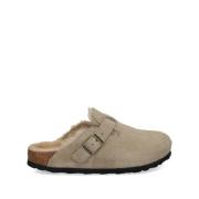 Birkenstock Shearling Sandaler Beige Slip-On Stil Beige, Herr