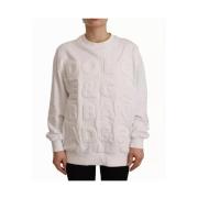 Dolce & Gabbana Vit Präglad Bomullssweatshirt White, Dam