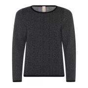 Skovhuus Zig Zag Mönstrad Pullover Blus Svart/Off Black, Dam