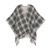 Woolrich Rutig Cape med Fransad Kant Multicolor, Dam