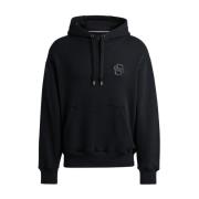 Boss Oversized French Terry Hoodie med dubbel B-monogram Black, Herr