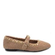 ASH Eko-päls Kamel Ballerina med Guld Studs Brown, Dam