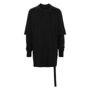 Rick Owens Dubbellager Bomull T-shirt Svart Black, Herr