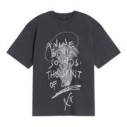 Anine Bing Oversized T-shirt med Grafiskt Tryck Black, Dam