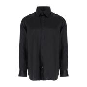 Tom Ford Svart Sidenschiffong Slim Fit Skjorta Black, Herr