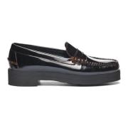 Sebago Svart Lackläder Penny Loafers Black, Dam