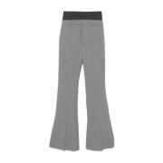 Sportmax Flared Leg Wool Trousers in Grey Gray, Dam