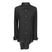 Yohji Yamamoto Svart Asymmetrisk Skulder Cut Skjorta Black, Dam