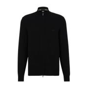 Boss Stilren Stickad Cardigan Sweater Black, Herr