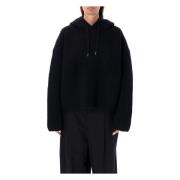 Junya Watanabe Svart Ribbstickad Oversized Hoodie Black, Dam