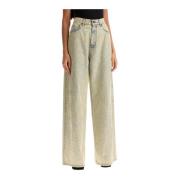 Giuseppe Di Morabito Rhinestone Wide Leg Jeans Beige, Dam