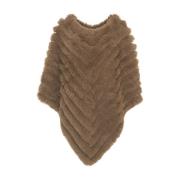 Blugirl Faux Fur Poncho med Brosch Brown, Dam