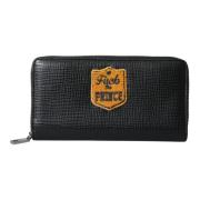 Dolce & Gabbana Svart läder logopatch dragkedja plånbok Black, Herr