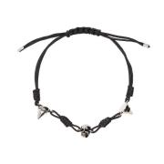 Alexander McQueen Ikonisk Metallskalle Tygarmband Black, Herr