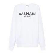 Balmain Paris tryckt sweatshirt White, Herr