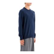 Boss Ullblandning Pullover med Broderad Logotyp Blue, Herr