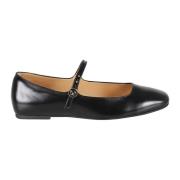 Tod's Svarta Ballerinaskor med Logo Plaque Black, Dam