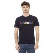 Baldinini Blå bomulls-T-shirt med tryck fram Blue, Herr