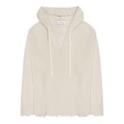 Laneus Mjölk huva tröja sweatshirt med V-ringning Beige, Herr