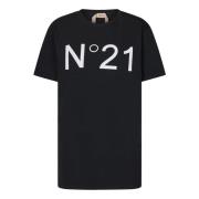 N21 Svart Bomull Jersey T-shirt Black, Dam