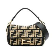 Fendi Vintage Pre-owned Raffia axelremsvskor Black, Dam