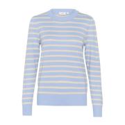 Saint Tropez Randig Pullover Tröja Heather Blue, Dam