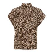 Saint Tropez Svart Leo Print Loose Fit Blus Brown, Dam