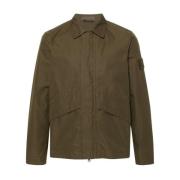 Stone Island Militärgrön Bomull Overshirt Jacka Green, Herr