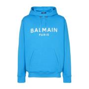 Balmain Blå Sweatshirt Aw24 Avslappnad Stil Män Blue, Herr