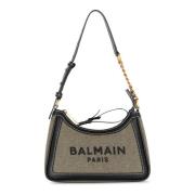 Balmain B-Army canvasväska med läderinsatser Beige, Dam