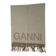 Ganni Fringe Ullsjaal Beige, Dam