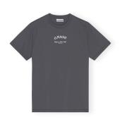 Ganni Ekologisk Bomull Volcanic Ash Avslappnad T-Shirt Gray, Dam