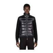 Moncler Quiltad Cardigan med Trattkrage och Dragkedja Black, Herr