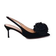 Aquazzura Svart Klack Pompon Slip-on Skor Black, Dam