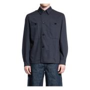 Lemaire Svart Militär Overshirt med Ull Black, Herr