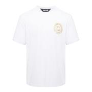 Just Cavalli Vit Bomull T-shirt med Guld Logo White, Herr