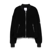 Pinko Faux Shearling Baseball Krage Jacka Black, Dam