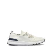 Brunello Cucinelli Vita bomulls sneakers med mesh-paneler White, Herr