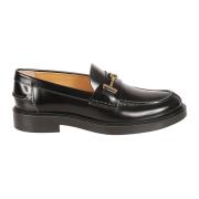 Tod's Svarta platta moccasin T Ring skor Black, Dam